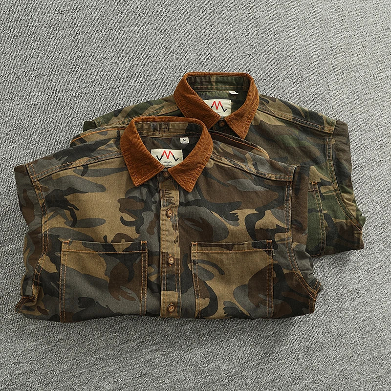 Retro Woven Twill Camouflage Shirt