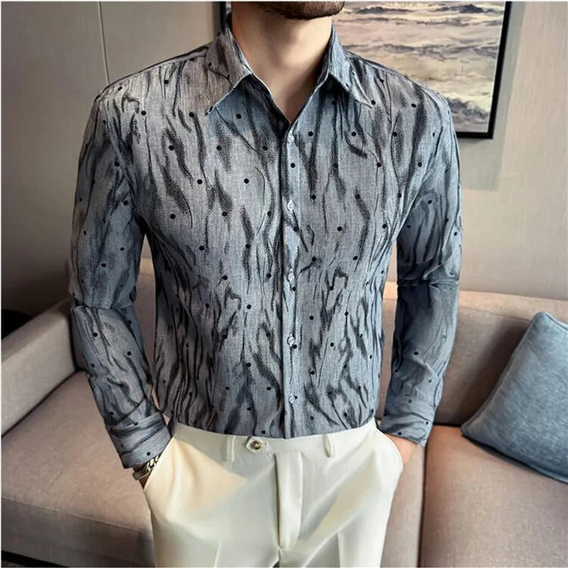 Striped Polka Dot Jacquard Shirt