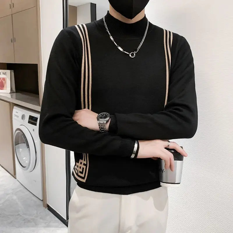 Striped Basic Knitted Men's Sweater