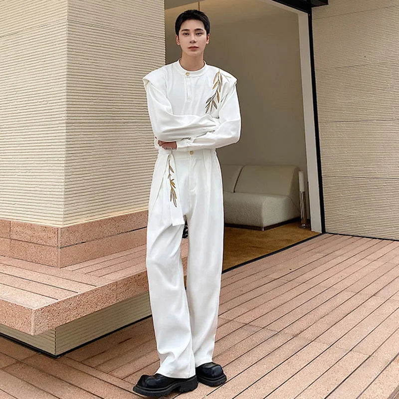 Autumn Trend Embroidered Polyester Pants Set