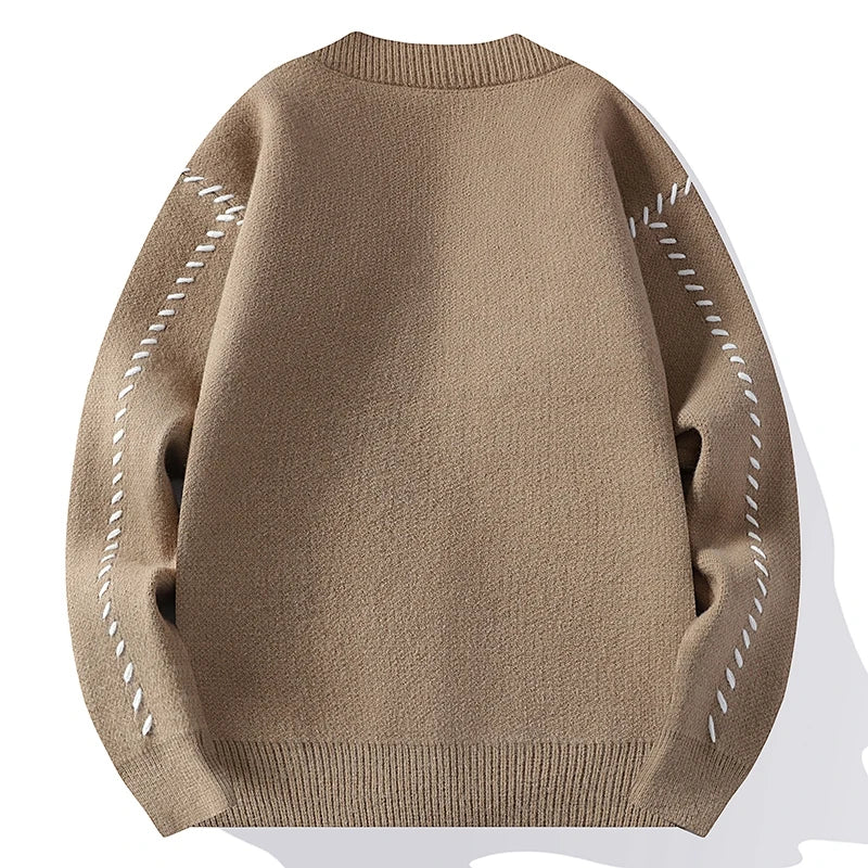 Solid Outside Stitched Loose Cardigan