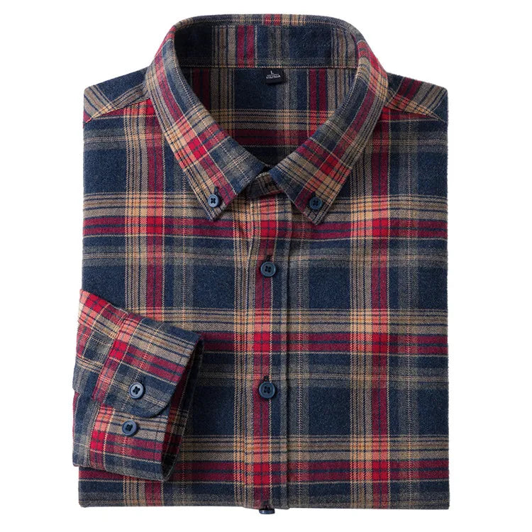 Plaid Cotton Flannel Men's Shirt
