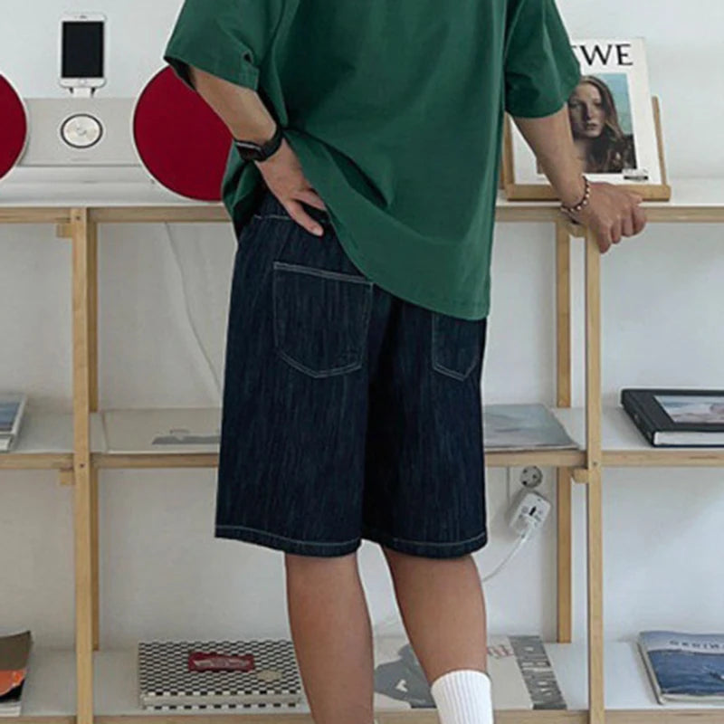 Dark Blue Denim Loose Shorts