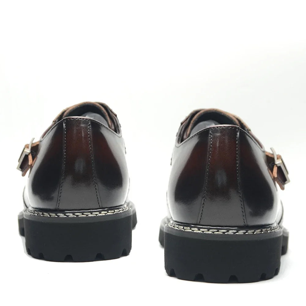 Leather Crocodile Print Wingtip Brogue Shoes