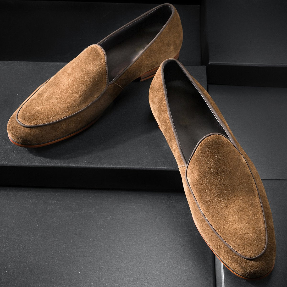 Solid Suede Almond Toe Loafers