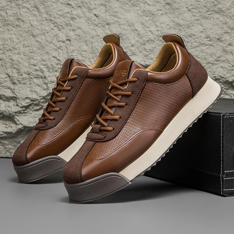 Perforated Leather Panels Platform Sneakers
