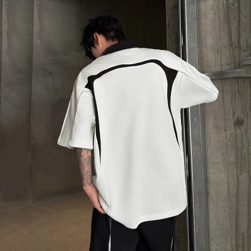 Short Sleeve Casual Contrast Color Polo Shirt