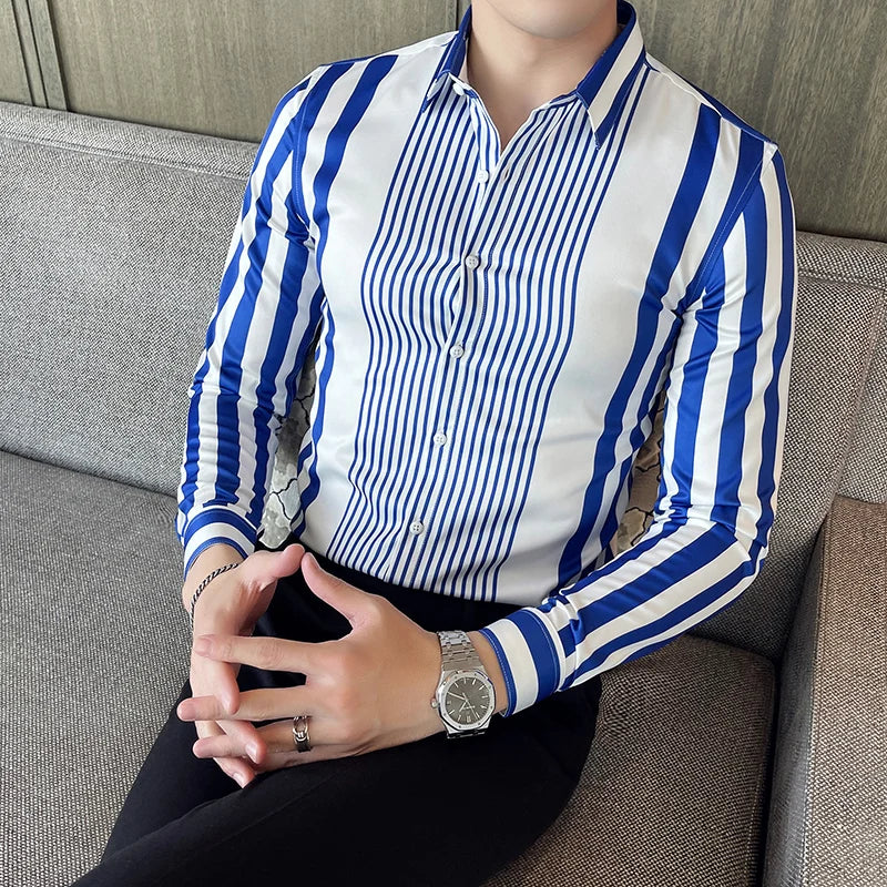Casual Striped Contrast Slim Fit Shirt