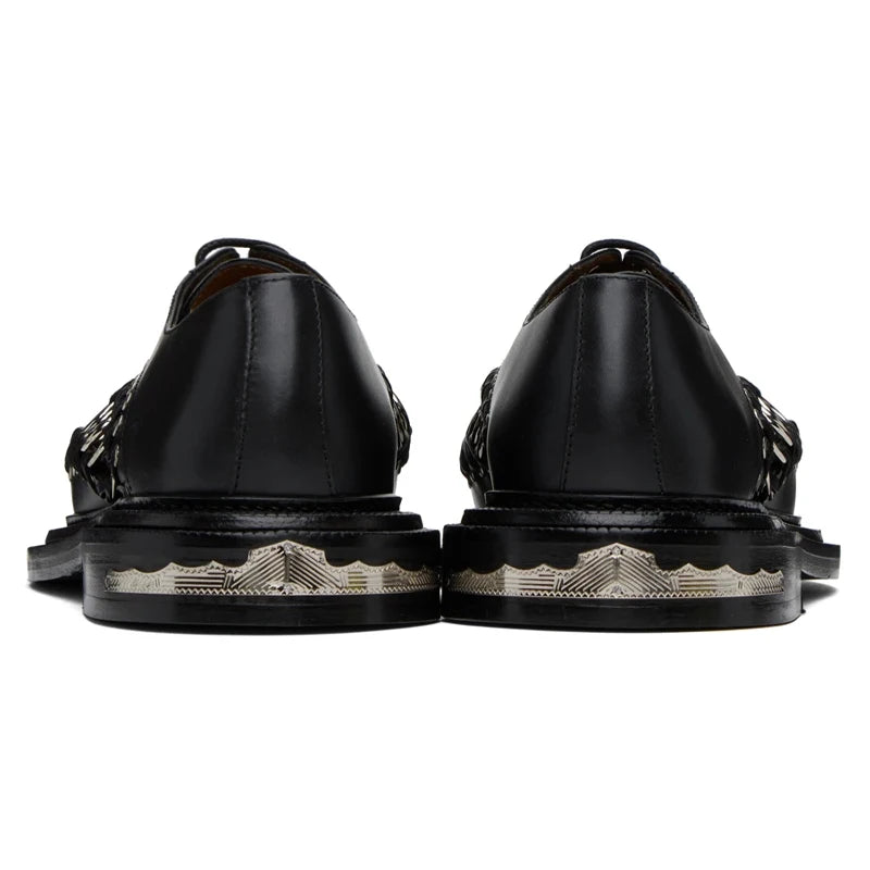 Round Toe Metal Buckle Ring Strap Shoes