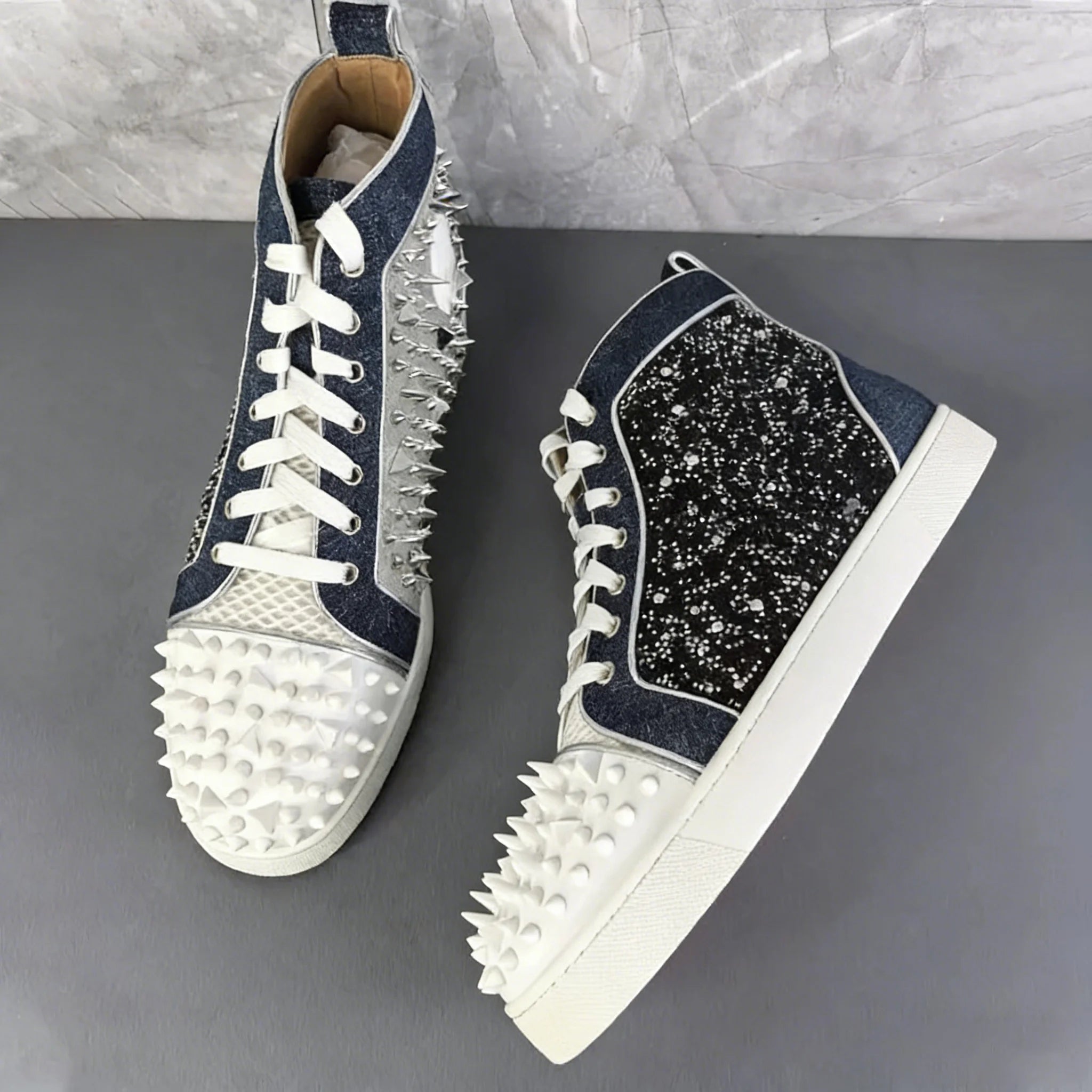 Rhinestone Rivet Spiked High-Top Sneakers