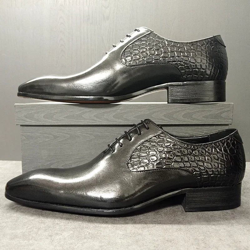 Premium Snakeskin Solid Pattern Oxfords Shoes