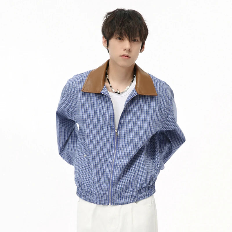 Vintage Patchwork Blue Plaid Jacket