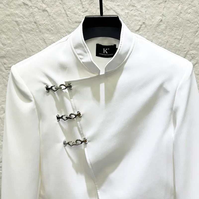 Irregular Metal Buckle Deconstructed Shirt