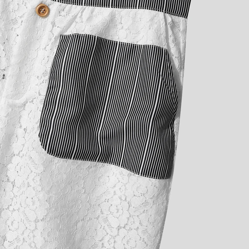 Lace Striped Patchwork Casual Shorts