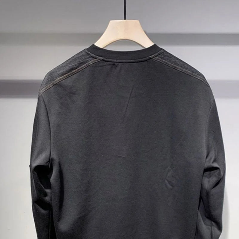 Retro Patchwork Denim Men's Sweatshirt