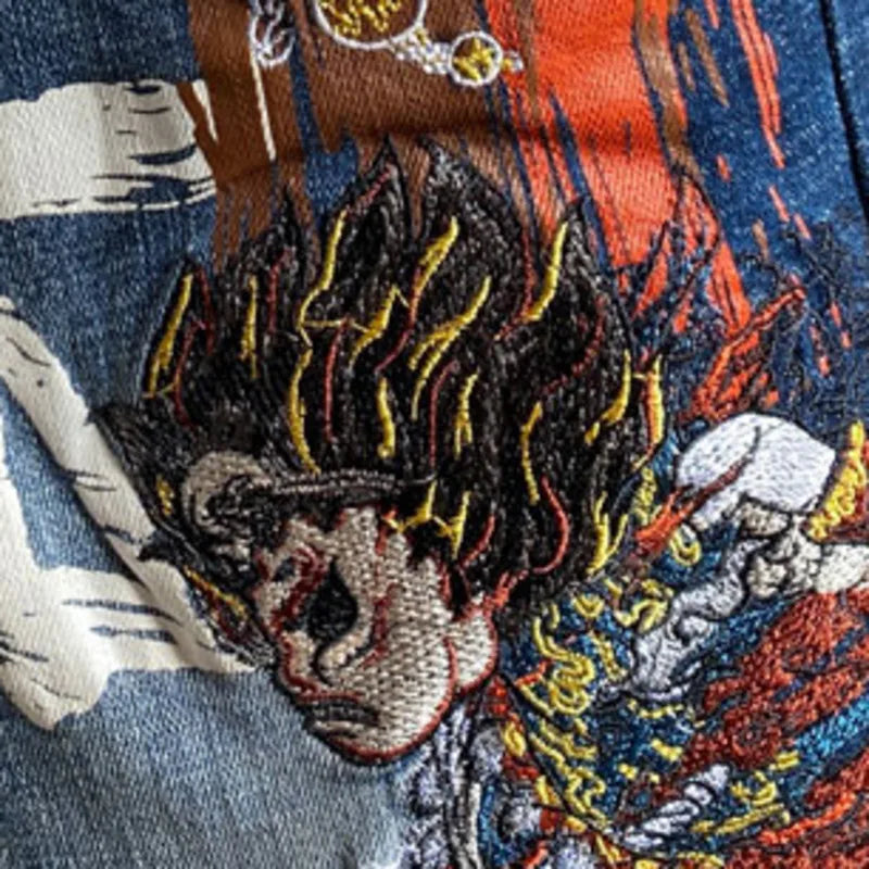 Half Side Embroidery Pattern Jeans