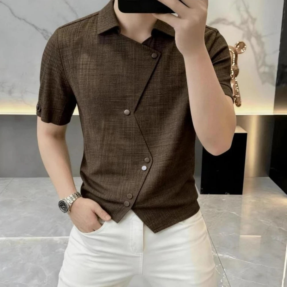 Zig-Zag Single Button Style Shirt