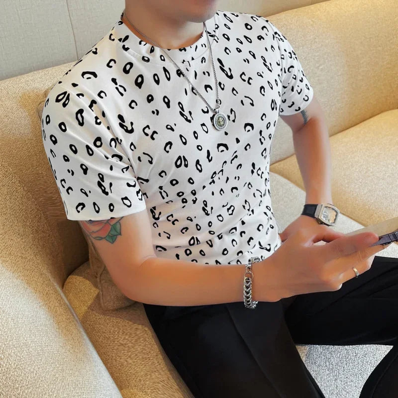 Leopard Flocking O-Neck Men's Tee