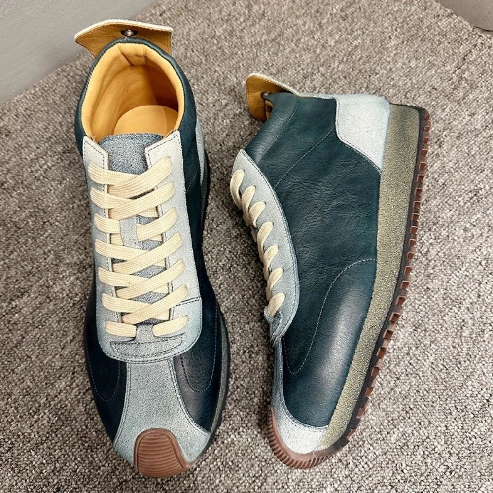 Handmade Cow Leather High Top Sneakers