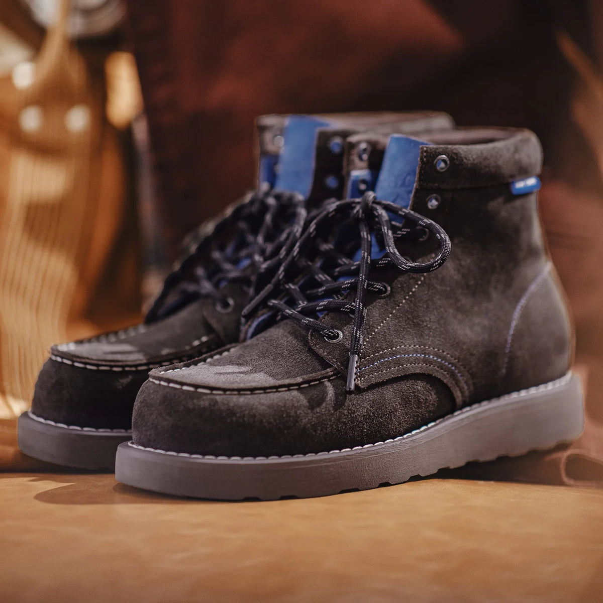Retro Dark Brown Chunky Work Boots