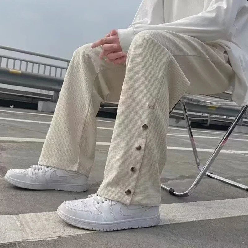 Straight-Leg Split Button Pants