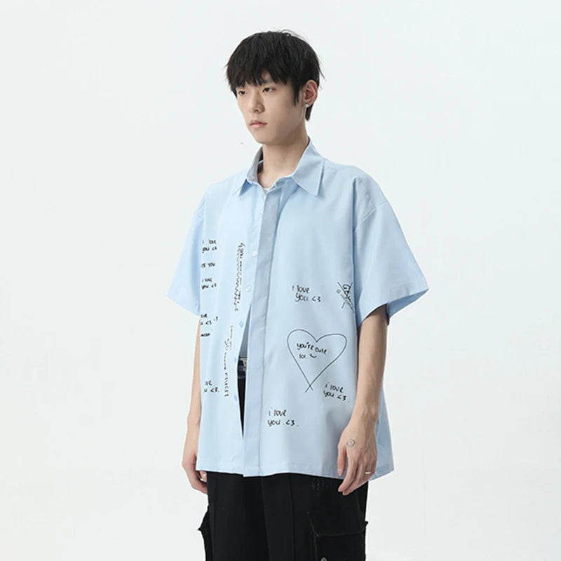 Cute Letter Trend Short Sleeve Shirt