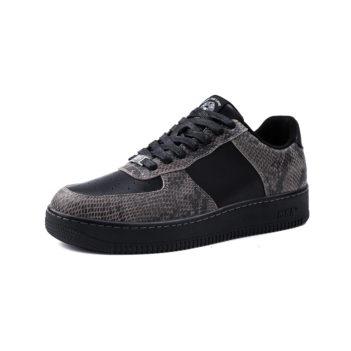 Black Snakeskin Thick-Soled Sneakers