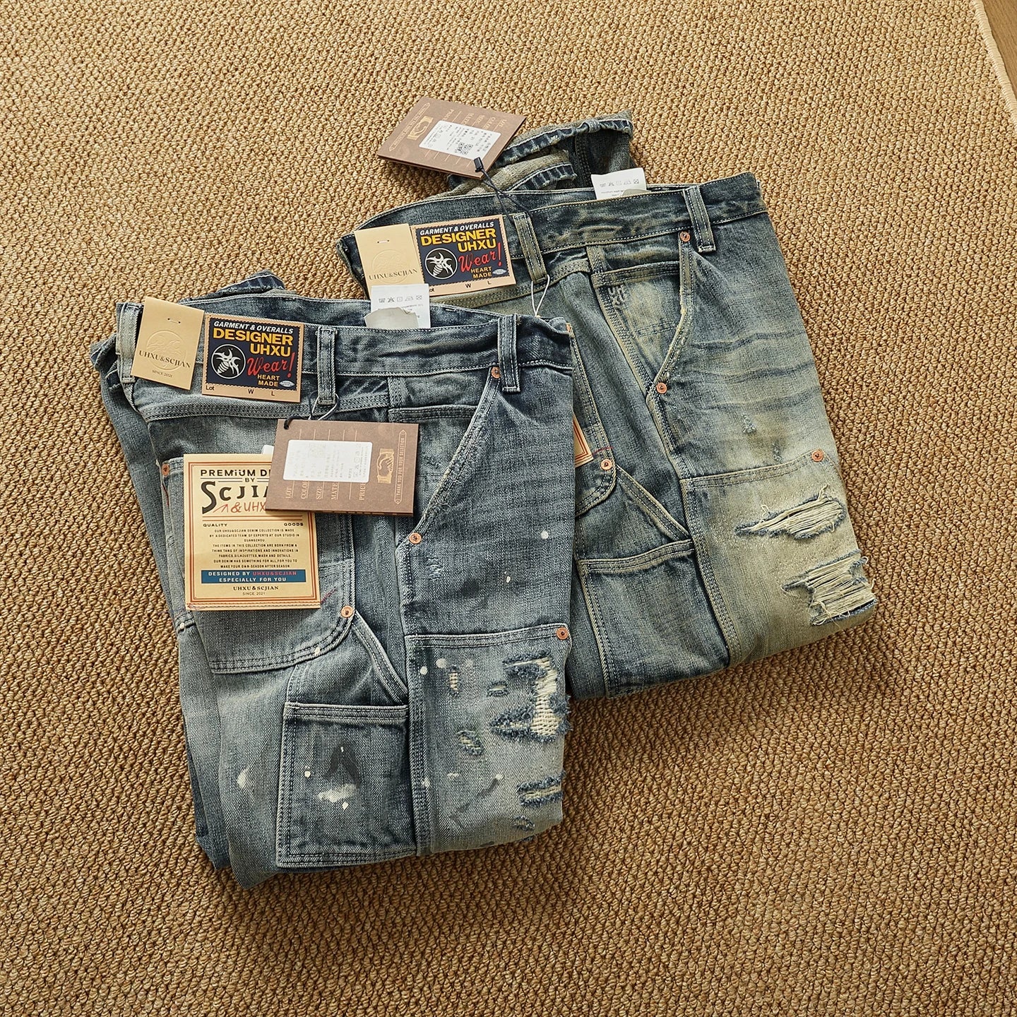 Heavy-Duty Workwear Tapered-Leg Jeans