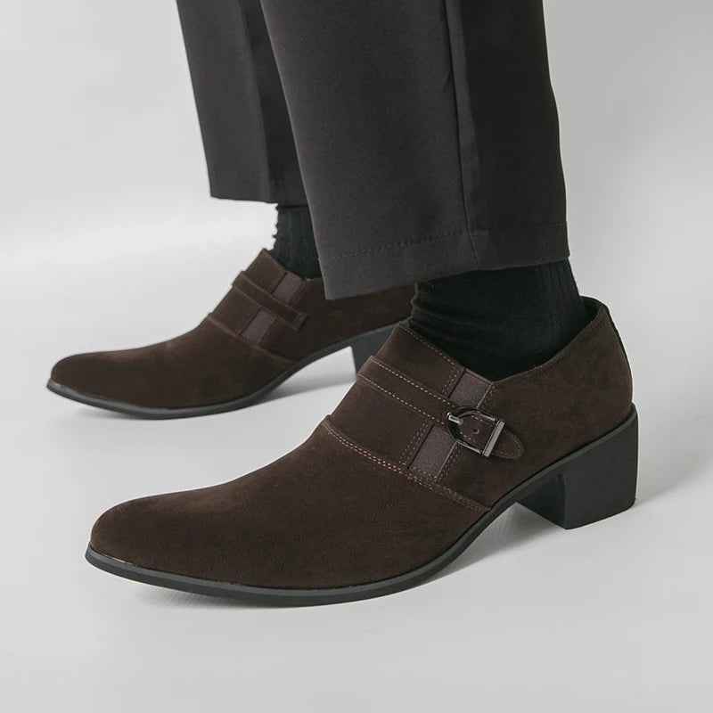 Suede Heeled Banquet Men's Shoes