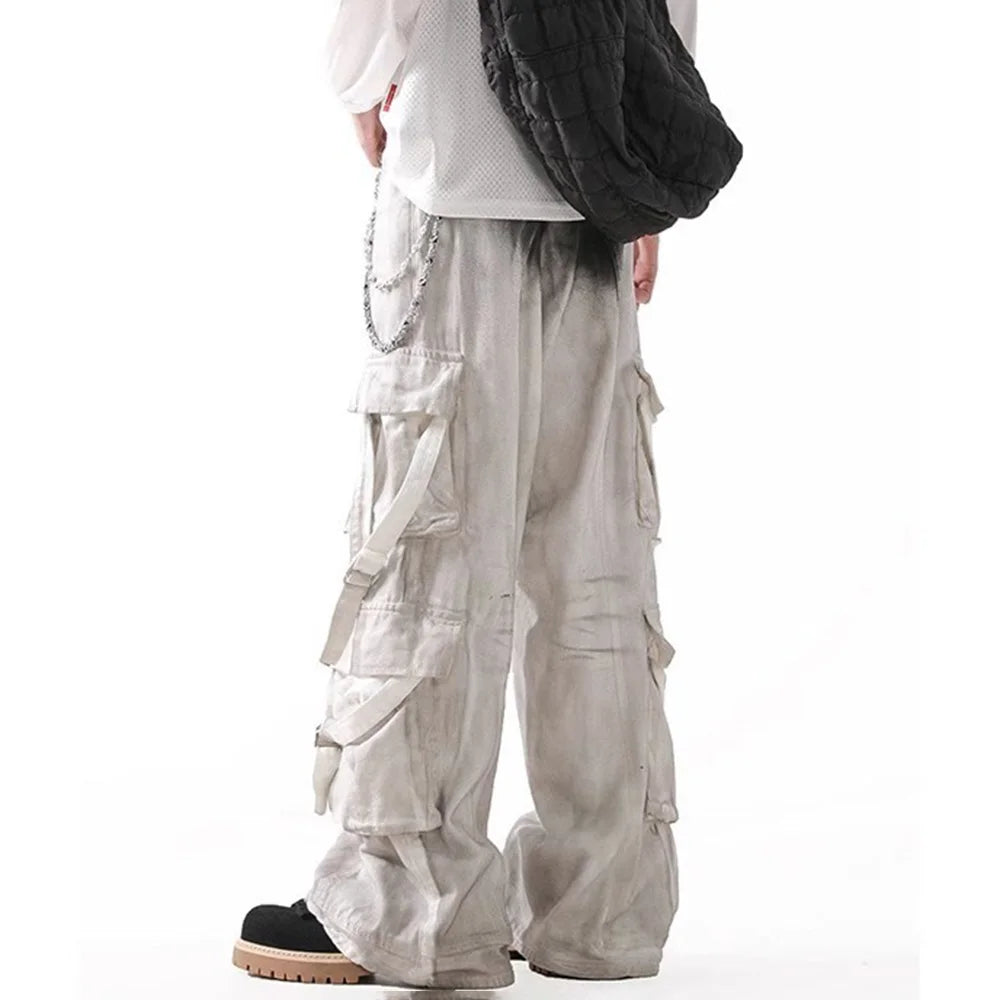 Grey Black Contrast Color Baggy Jeans