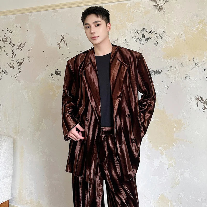 Brown Velvet Double Breasted Suit