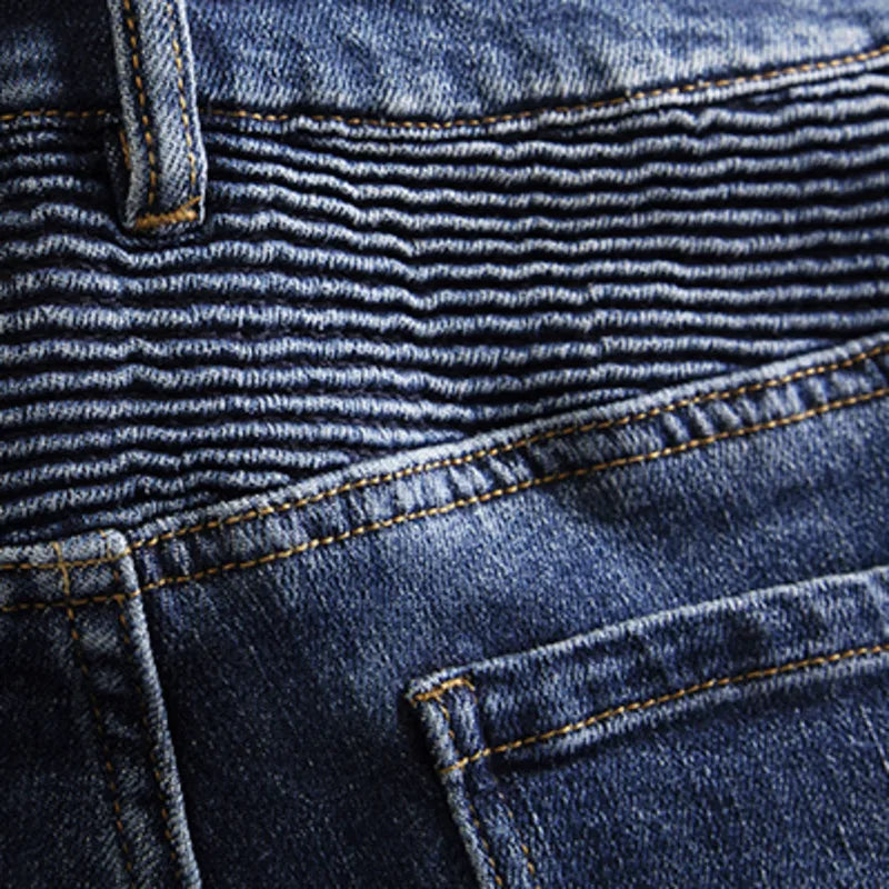 Retro Patchwork Men's Blue Jeans