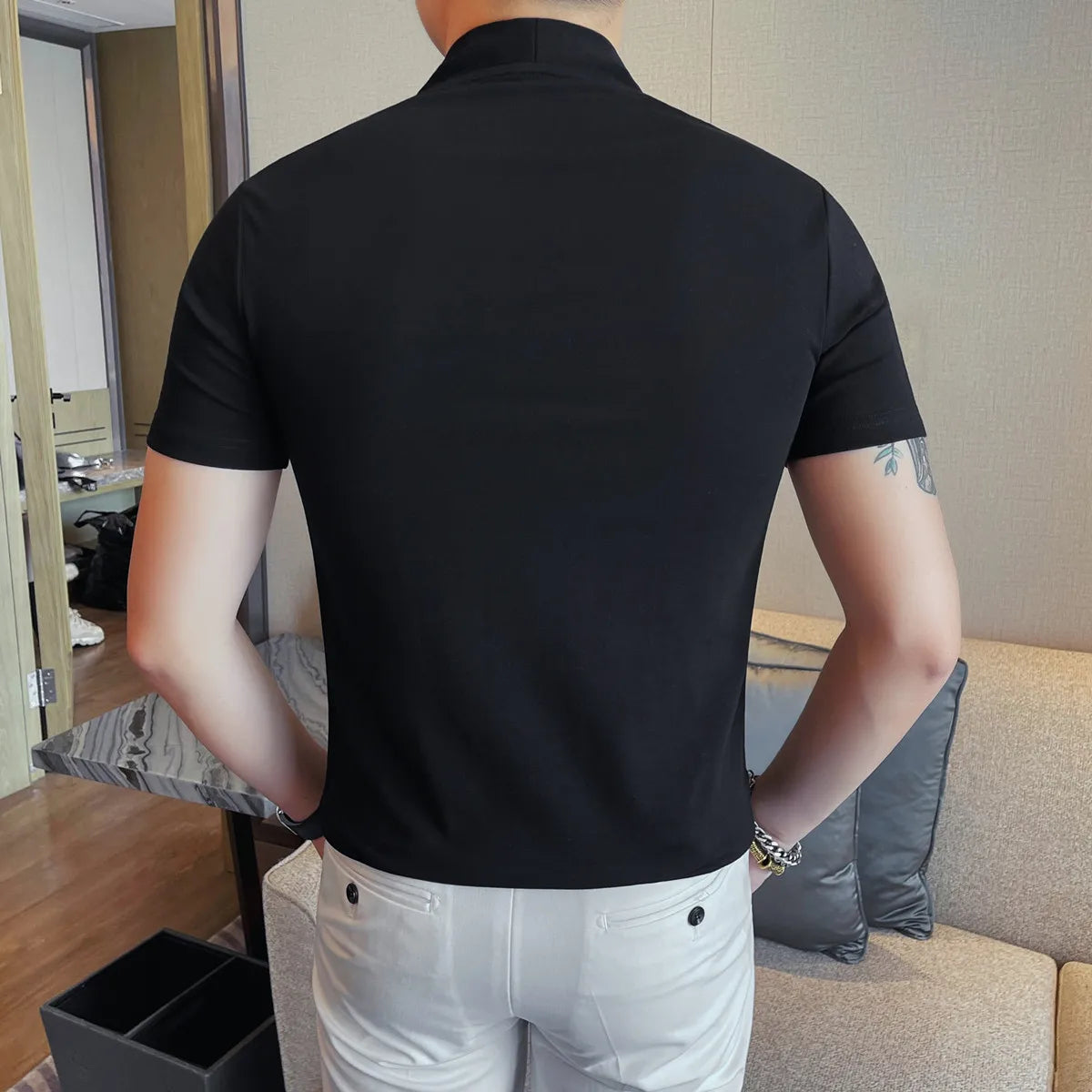 V-Neck Solid Short Sleeve T-Shirt