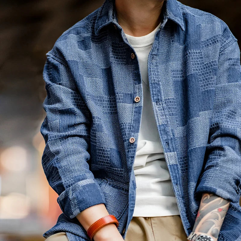 Retro Denim Jacquard Shirt