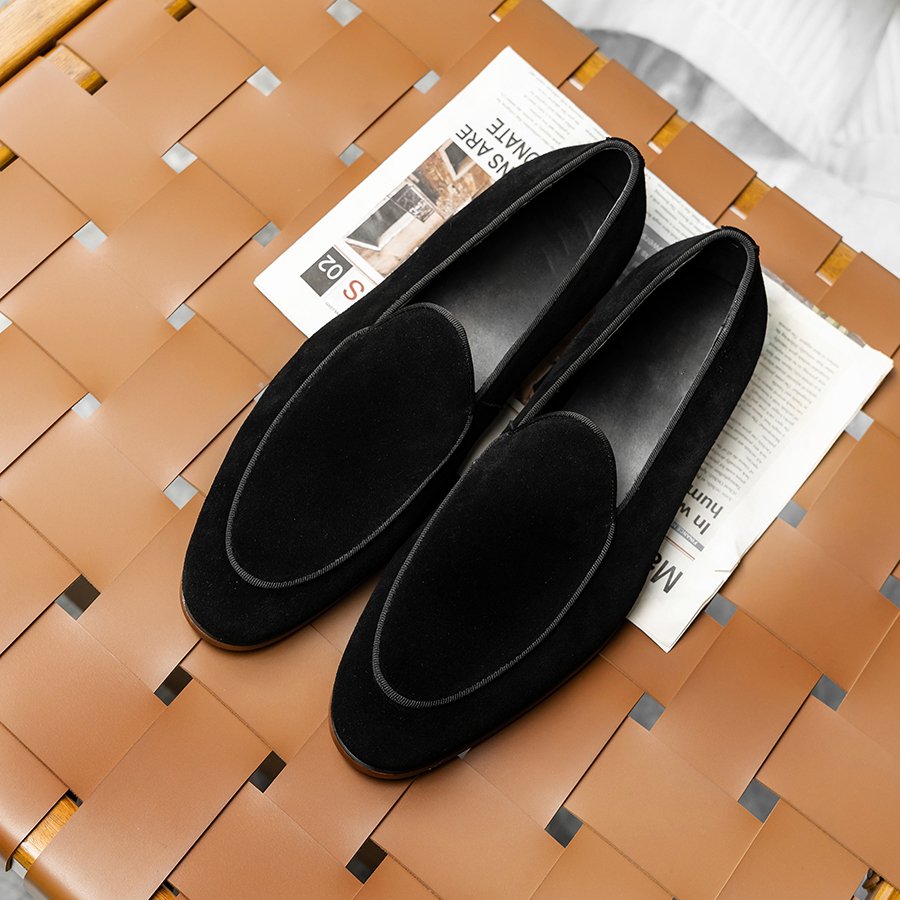 Solid Suede Almond Toe Loafers