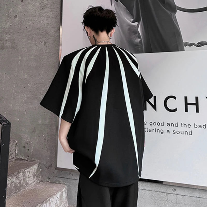 Contrast Stripe Patchwork Oversize T-Shirt