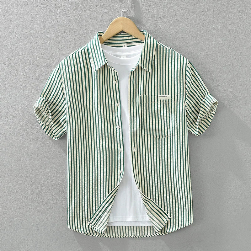 Striped Short Sleeve Summer Style Shirt