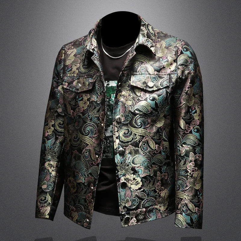 Vintage Jacquard Lapel Long Sleeve Jacket