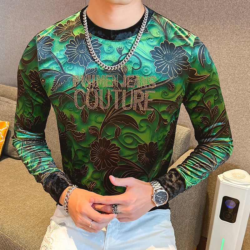 Casual Printed Rhinestone Letter T-Shirt