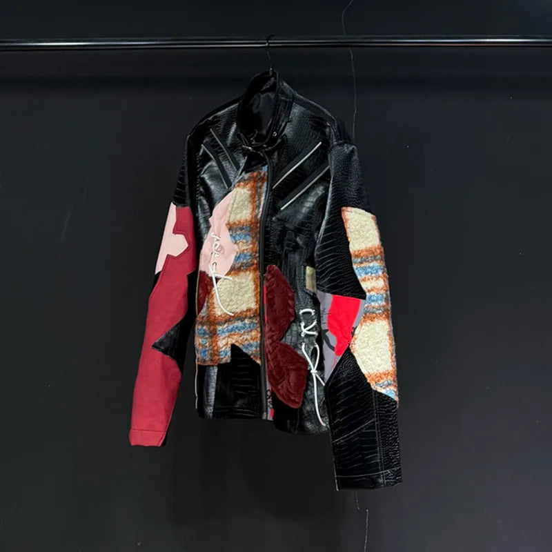 Patchwork Niche Long Sleeve Stand Collar Jacket