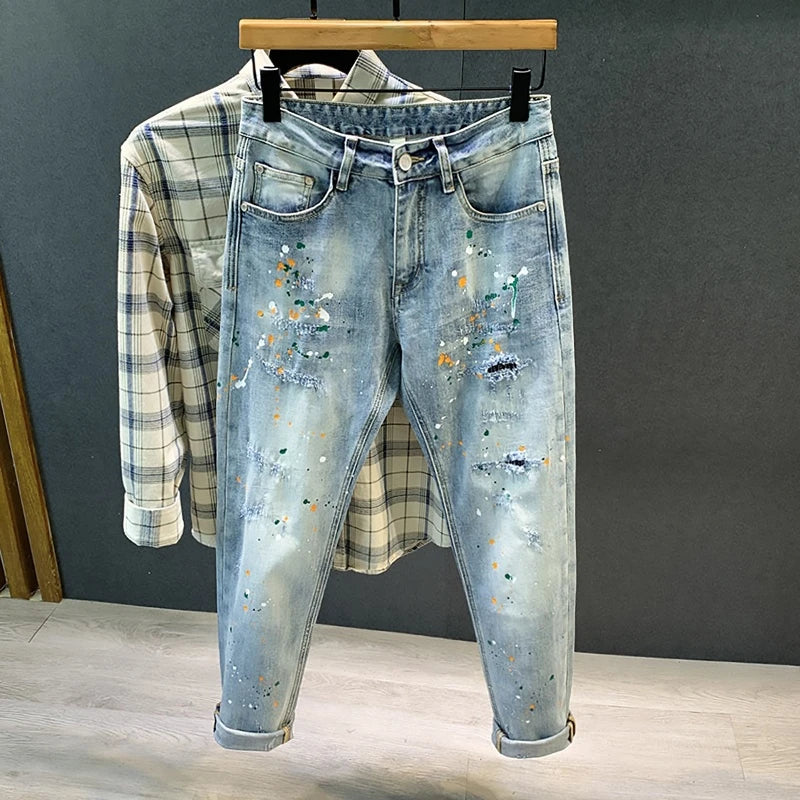Streetwear Spray Paint Personality Fashion Jeans