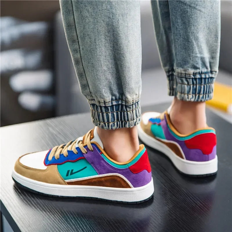 Color Block Patchwork Suede Sneakers
