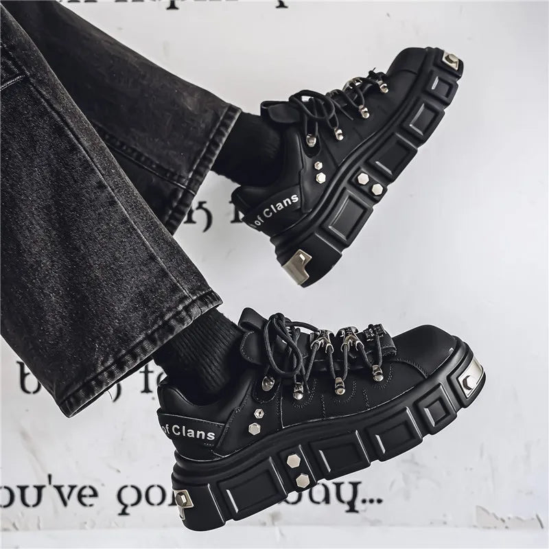 Thick Platform Split Leather Sneakers