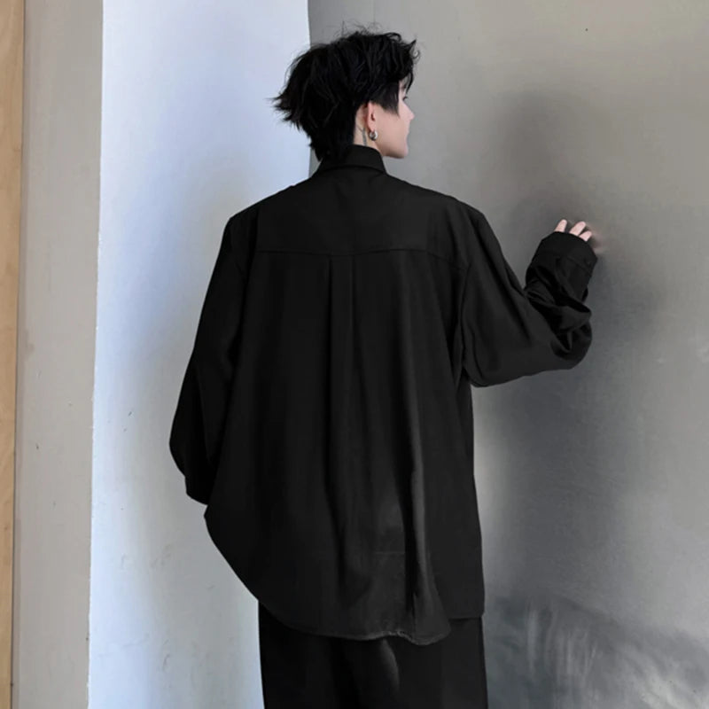 Black Patchwork Pockets Long-Sleeved Shirt