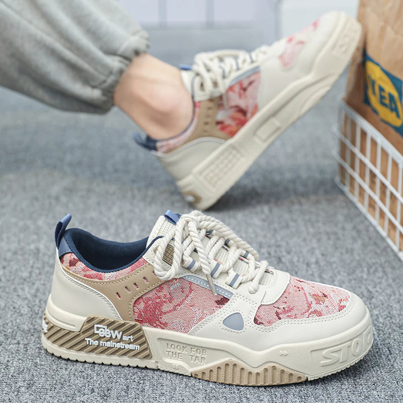 Abstract Painted Casual Patchwork Sneakers