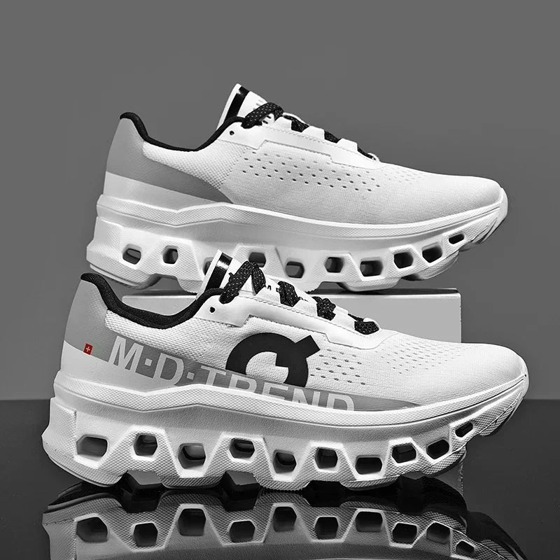 Hollow Rubber Sole Mesh Running Sneakers