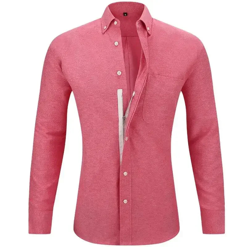Solid Casual Zipper Fake Buttons Shirt