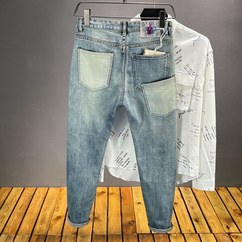 Casual Patchwork Pockets Denim Jeans