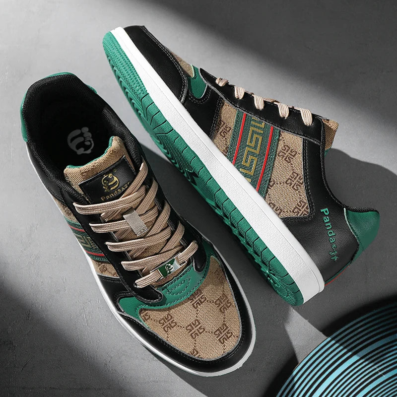 Geometric Pattern Breathable Lace-Up Sneakers