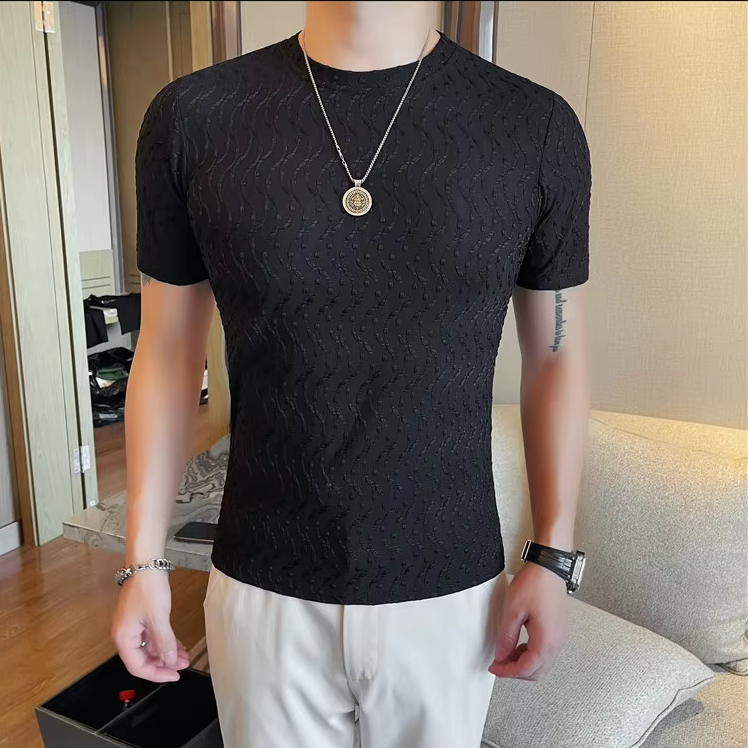 Slim-Fit Striped Ruffian Fashion Tee